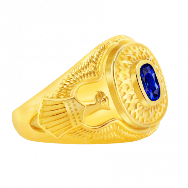 gold eagle ring with sapphire