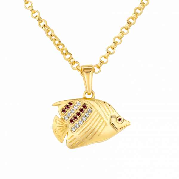 fish necklace yellow gold