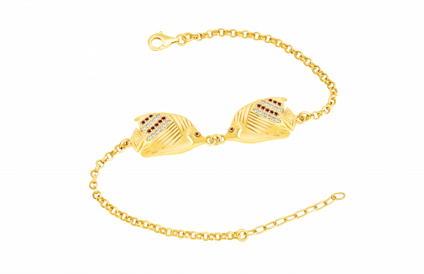yellow gold fish bracelet