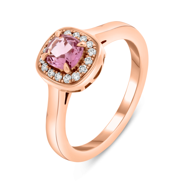 Rose gold pink spinel ring
