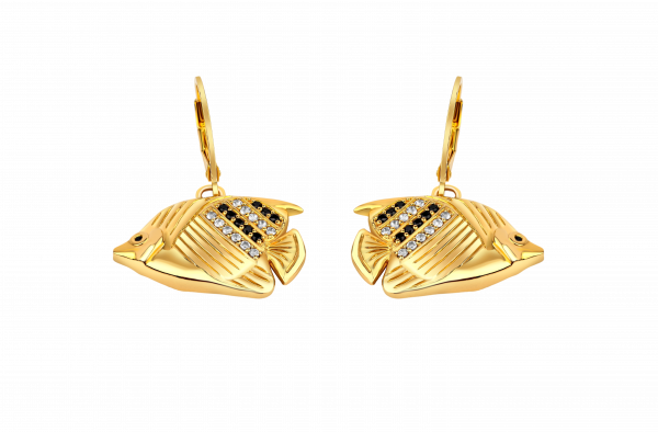 yellow gold fish earrings