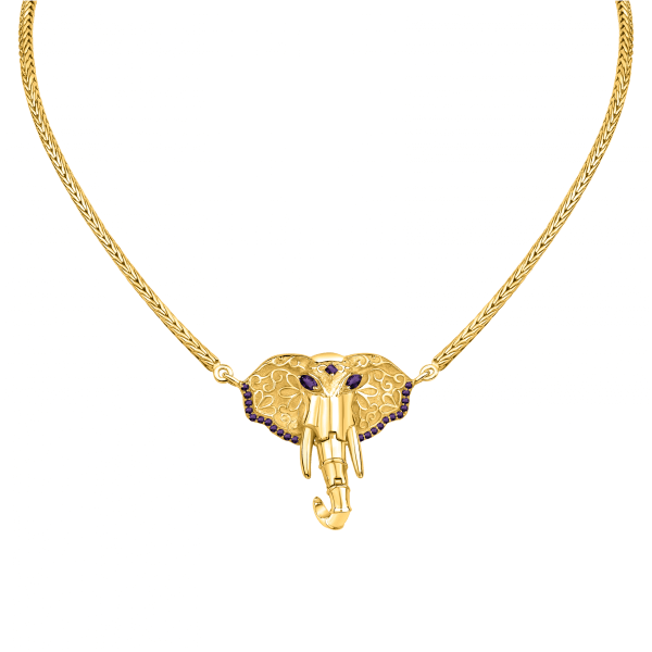 gold necklace with elephant pendant